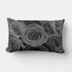 Cojín Lumbar Rosas grises, foto floral gris