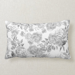 Cojín Lumbar rosas pastorales elegantes y negras
