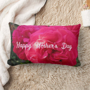 Cojín Lumbar Rosas rosados calientes - Día personalizado de la
