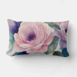 Cojín Lumbar Rosas rosados y púrpura pastel
