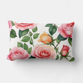 Cojín Lumbar rosas rosas rosas y amarillas