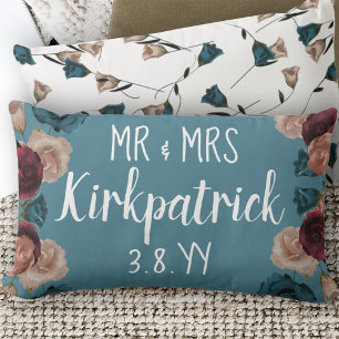 Cojín Lumbar Rosas verde azulados verdes, beiges, Bodas de Borg