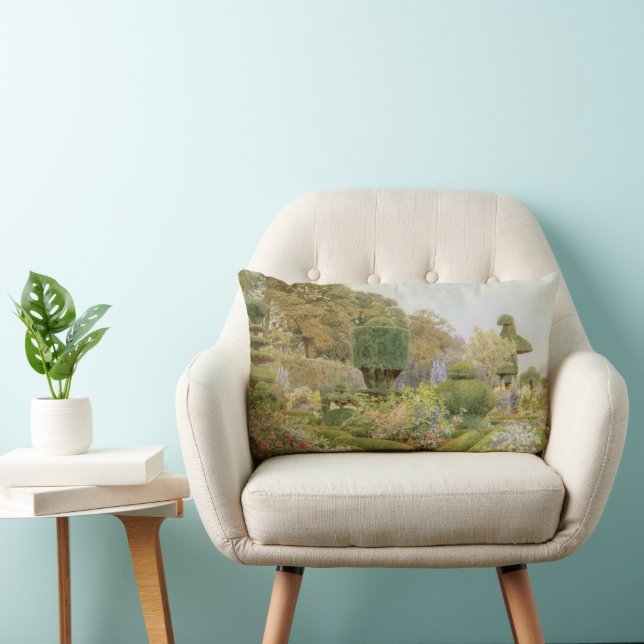 Cojín Lumbar Rosas y adeptos de Elgood, el Viejo Jardín Inglés (Silla)