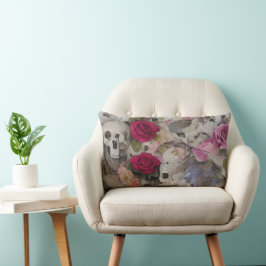Cojín Lumbar Rosas y cráneos