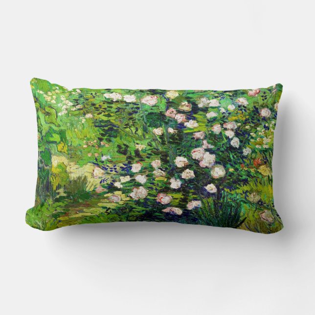 Cojín Lumbar Rosebush en flor de Vincent van Gogh (Anverso)