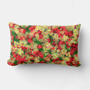 Cojín Lumbar Roses Rojas Y Frangipanis, Cushiro Lumbar