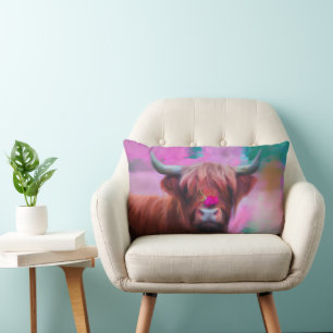 Cojín Lumbar "Rosie de las Tierras Altas" – Retrato de Vaca de