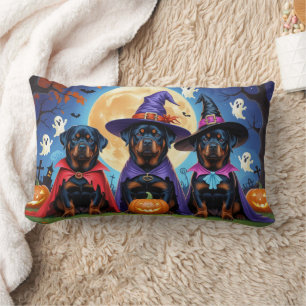 Cojín Lumbar Rottweiler Dogs Pumpkin Halloween Funny