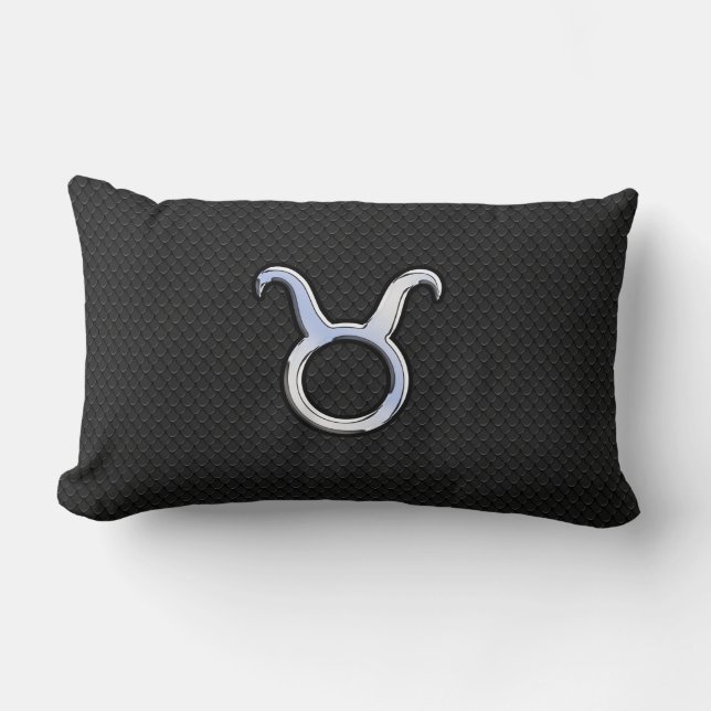 Cojín Lumbar Rótulo cromado como Taurus Zodiac sobre piel de se (Anverso)