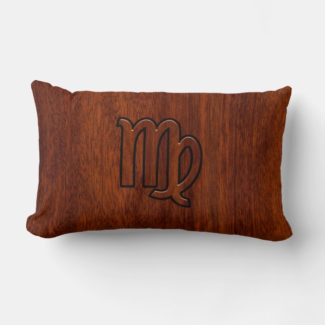 Cojín Lumbar Rótulo Virgo Zodiac en la decoración de madera de  (Anverso)
