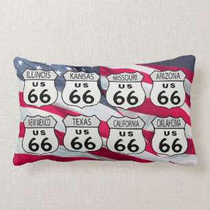 Cojín Lumbar Rótulos de la ruta 66 de los E.E.U.U.