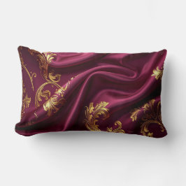 Cojín Lumbar Royal Burgundy & Gold Majestic Filigree Pillow