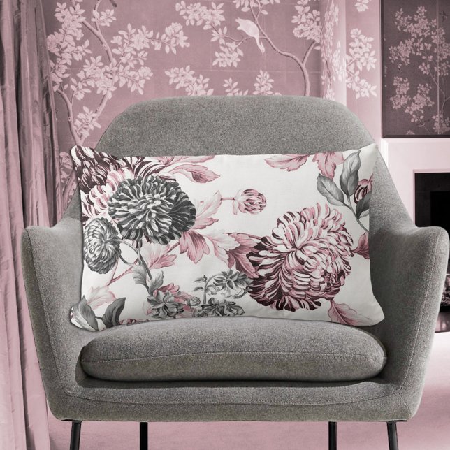 Cojín Lumbar Rubor Pink Black & White Botanile (Subido por el creador)