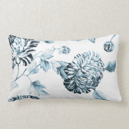 Cojín Lumbar Rubor Toile floral botánico azul verde azulado