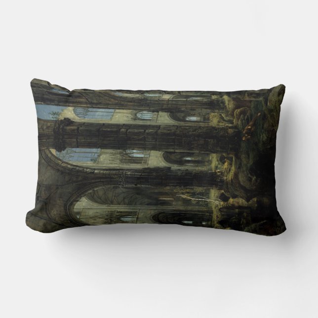 Cojín Lumbar Ruinas góticas (por Carl Blechen) (Anverso)