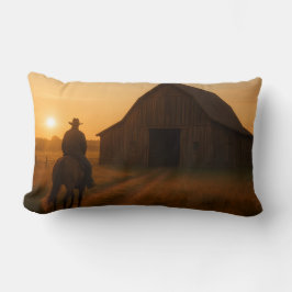 Cojín Lumbar Rustic Barn Sunset Pillow - Country Western Farm 