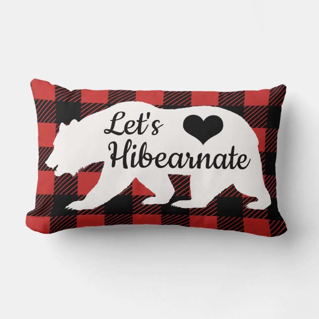 Cojín Lumbar Rustic Let's Hibearnate Buffalo Lumberjack Plaid (Anverso)