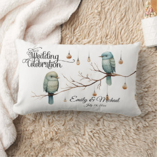 Cojín Lumbar Rustic Woodland Love Birds Celebration