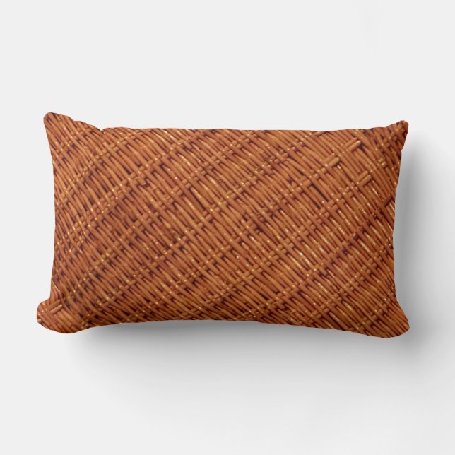 Cojín Lumbar Rústico estilo de campo de cestas de mimbre marrón (Anverso)