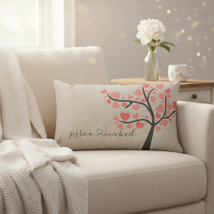 Cojín Lumbar Rústico Romántico de Árbol de Amor Pareja Nombres 