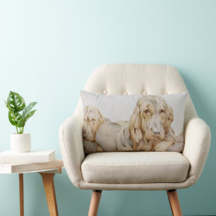 Cojín Lumbar Sabuesos antiguos y lindos cachorros de perros por
