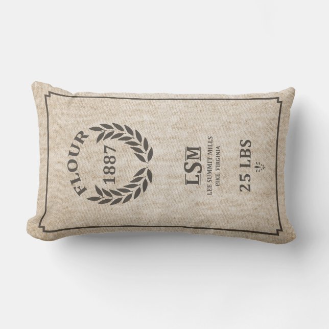 Cojín Lumbar Saco de la harina del vintage (Anverso)