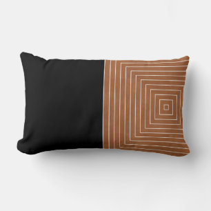 Cojín Lumbar Saddle Tan Black White Squares