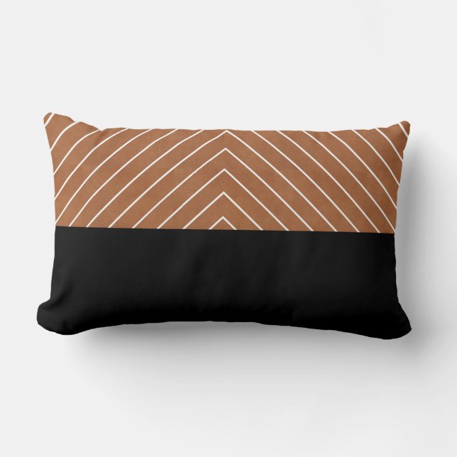 Cojín Lumbar Saddle Tan Black White Squares (Anverso)