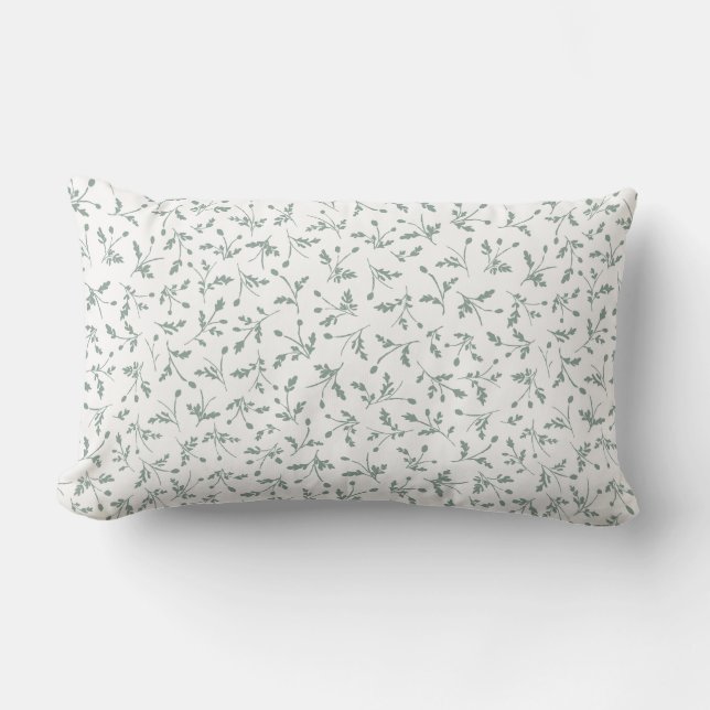 Cojín Lumbar Sage Green Modern Farmhouse Daisy Buds Pattern (Anverso)