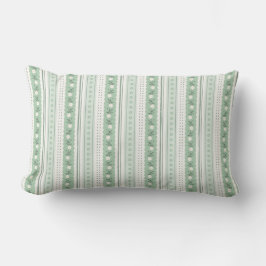 Cojín Lumbar Sage Green Scallop Floral Stripe Coquette