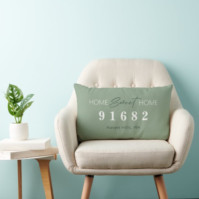 Cojín Lumbar Sage Home Sweet Home Zip Code (Silla)