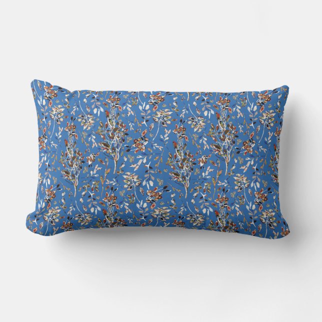 Cojín Lumbar Sale Berries Blue Elegant Watercolor Floral (Anverso)