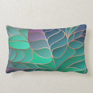 Cojín Lumbar Sale Verde azulado, Aqua y Purple Nuevo Art Nouvea