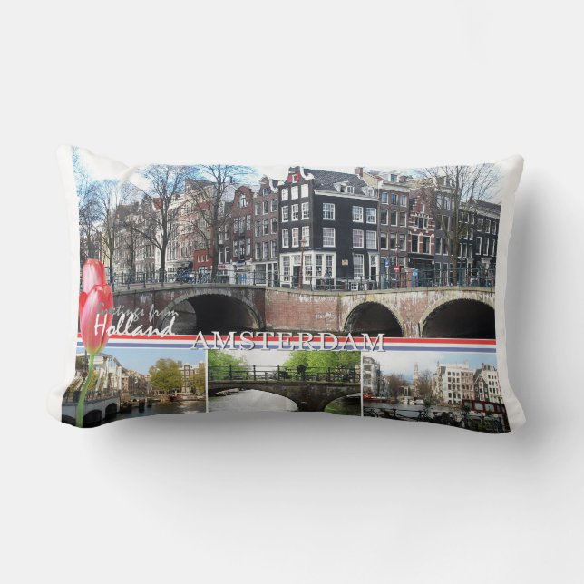 Cojín Lumbar Saludos de Holanda - Amsterdam (Anverso)