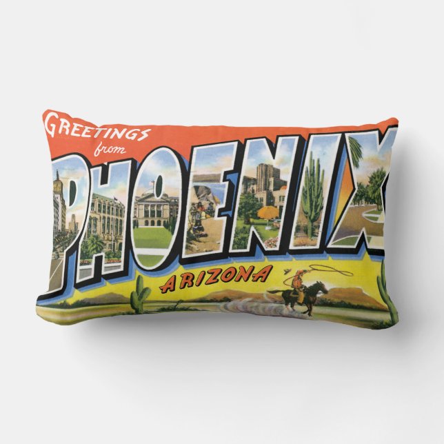Cojín Lumbar Saludos de Phoenix Arizon (Anverso)