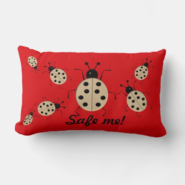 Cojín Lumbar ¡Sálvame! Cuidados y coloridos ladybugs, personali (Anverso)