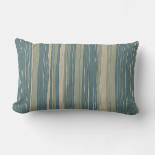 Cojín Lumbar Salvia azul teal y rayas beige