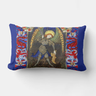 Cojín Lumbar San Miguel el Arcángel con el diablo , dragones ro
