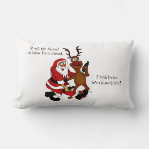 Cojín Lumbar Santa Claus con alce - Navidades felices