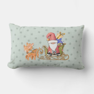 Cojín Lumbar Santa Claus con reno y Personalizado de Sleigh lan