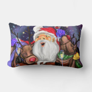 Cojín Lumbar Santa con renos Navidades divertidos Pillow