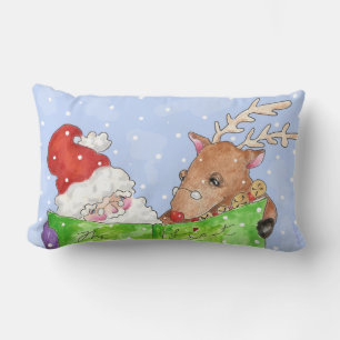 Cojín Lumbar Santa y Rudolf con la lista