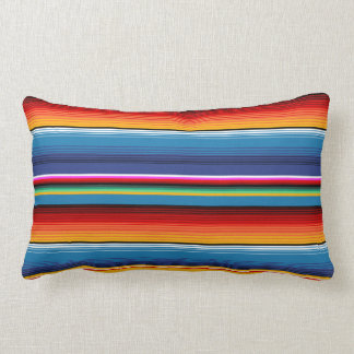 Cojín Lumbar Sarape rojo mexicano de oro azul