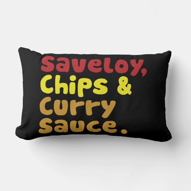 Cojín Lumbar Saveloy, patatas fritas y salsa de curry. (Anverso)
