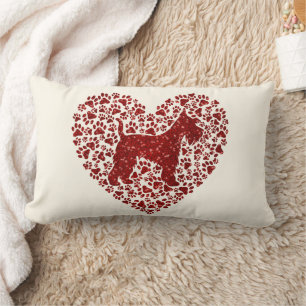 Cojín Lumbar Schnauzer Silhouette Heart Paws Print - Dog Lover