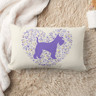 Cojín Lumbar Schnauzer Silhouette Heart Paws Print - Dog Lover