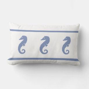 Cojín Lumbar SEAHORSE azul y blanco medio exterior