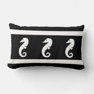 Cojín Lumbar SEAHORSE blanco/negro en la costa de PILLOW