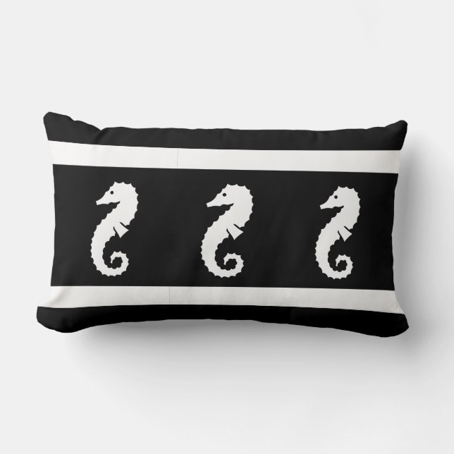 Cojín Lumbar SEAHORSE blanco/negro en la costa de PILLOW (Anverso)
