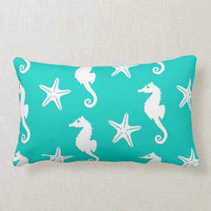 Cojín Lumbar Seahorse y estrellas de mar - blanco en la